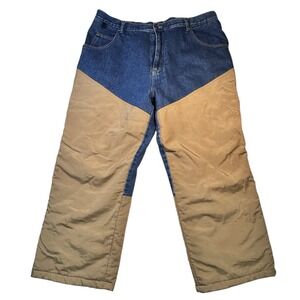 Northeast Outfitters Hunting Wear Mens 42 Insulated Lined Denim Pants Khaki Trim